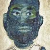 Blue Face in White T