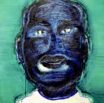 Blue Face on Glossy Green Ground